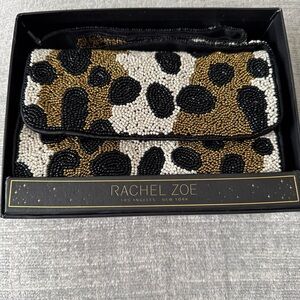 Rachel Zoe Beaded Cheetah Style Print Shoulder Bag